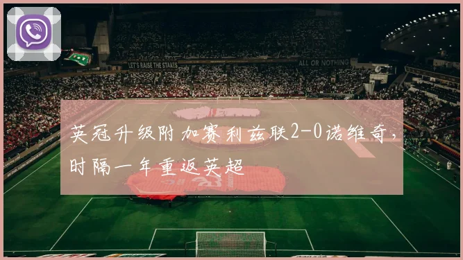 英冠升级附加赛利兹联2-0诺维奇，时隔一年重返英超